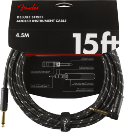 Fender Deluxe series tvīda vads ar leņķi melns 4,5m